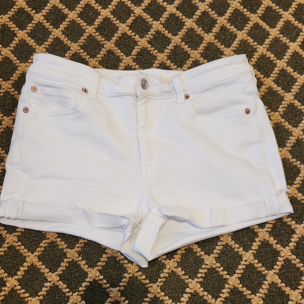 American Eagle Outfitters White Next Level Stretch Jean Shorts